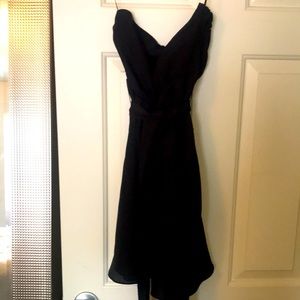 Strapless black mini dress